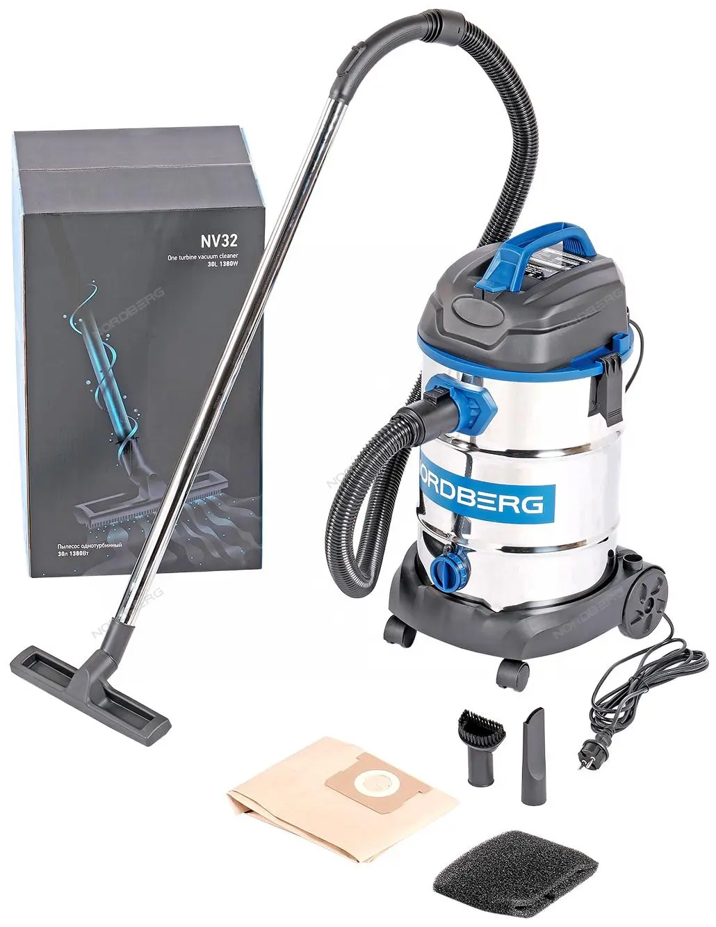 Пылесос однотурбинный 30л 1380Вт Nordberg NV32 фото