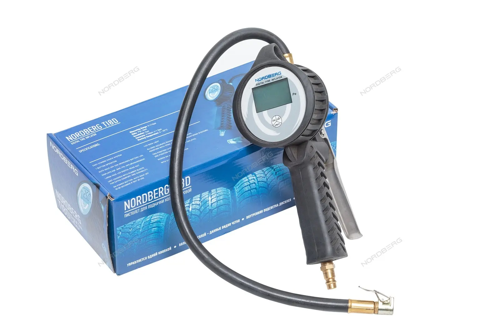 Каталог товаров Все Для Автомоек-Пистолет для подкачки шин, цифровой Nordberg Ti8D Пистолет для подкачки шин, цифровой Nordberg Ti8D фото