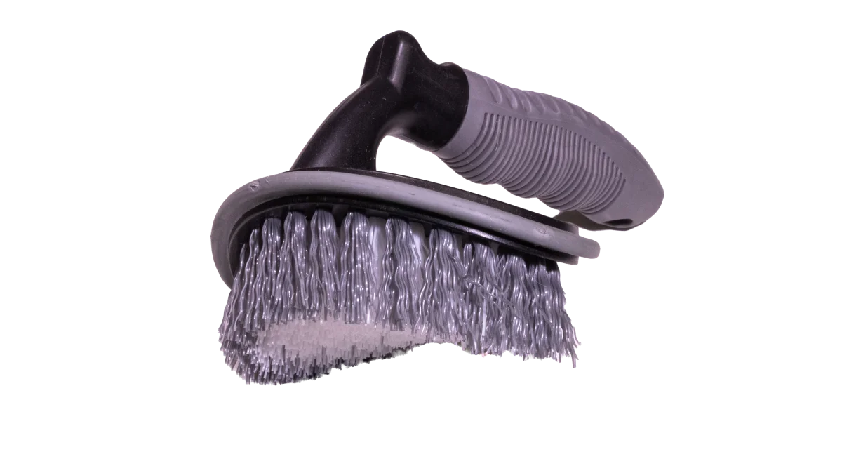 Щетка с ручкой для чистки резины, серая Curved tire side cleaning brush N35 фото