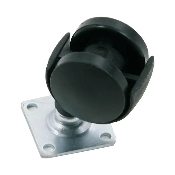 Колесо поворотное сдвоенное из пластика со стойкой d35мм фото