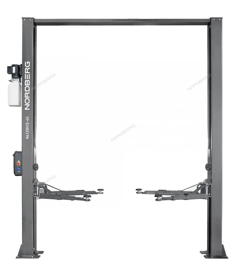 Каталог товаров Все Для Автомоек-Подъемник двухстоечный 4 т, верхняя синхронизация, с электростопорами, H=4 м, 380 В, серый Подъемник двухстоечный 4 т, верхняя синхронизация, с электростопорами, H=4 м, 380 В, серый фото