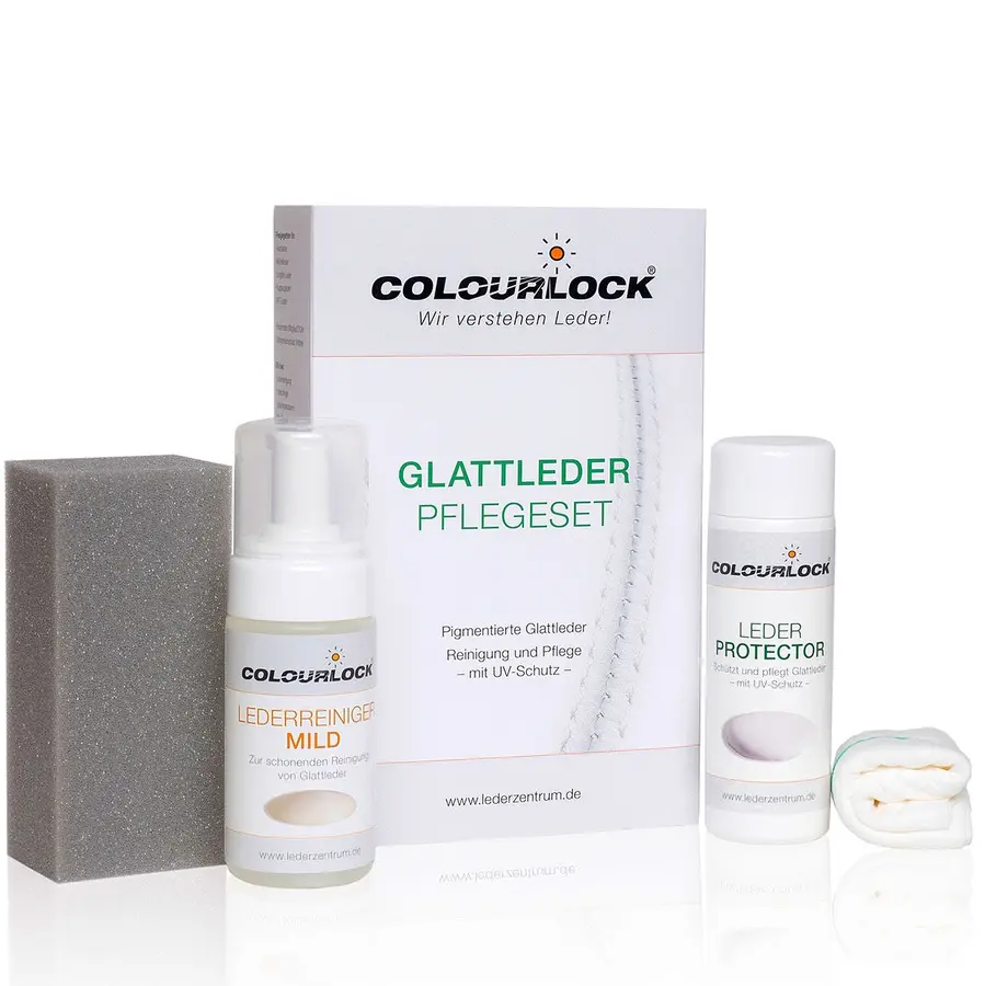 Набор для очищения и защиты натуральной кожи Colourlock Glattleder Pflegeset mit Leder Protector