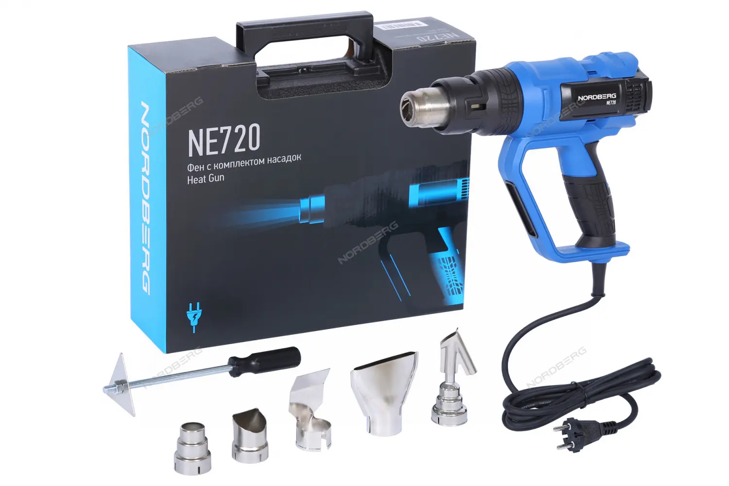 Фен с ЖК-экраном 6 насадок в кейсе 2000 Вт Nordberg NE720 фото