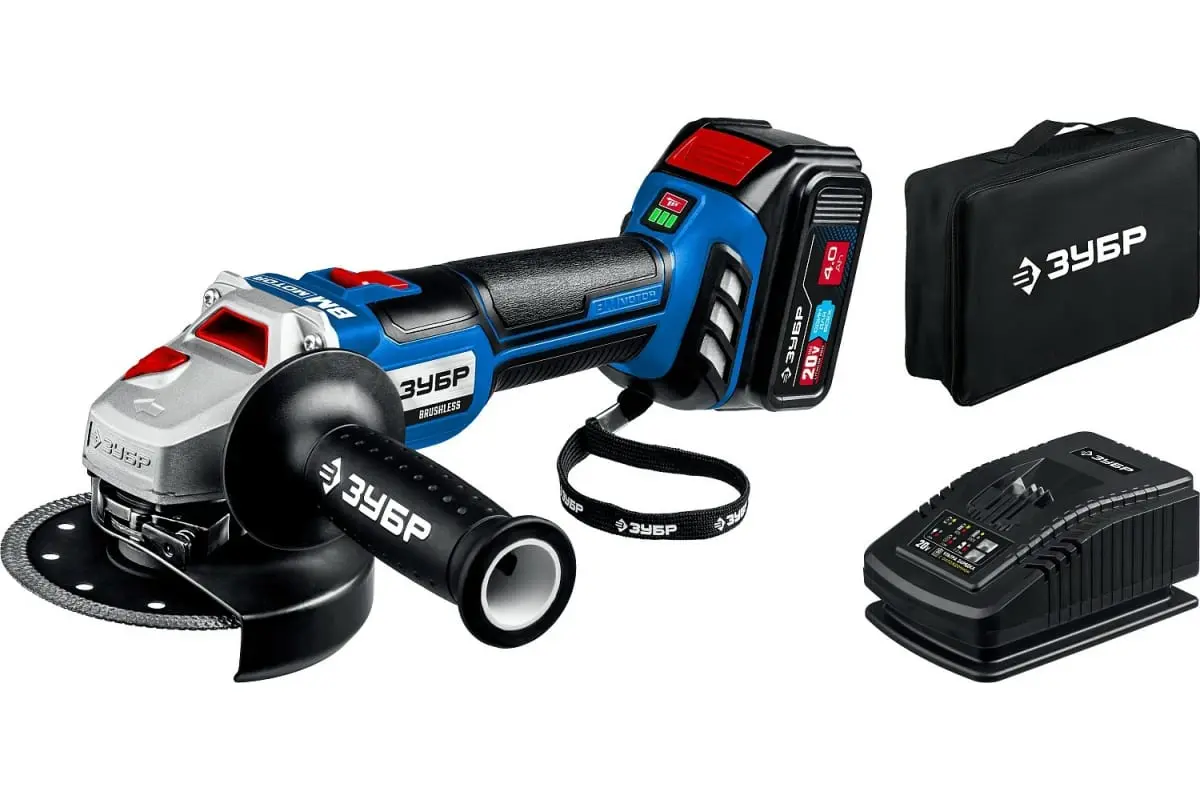 Бесщеточная угловая шлифмашина ЗУБР Профессионал 20В AB-125-41 фото