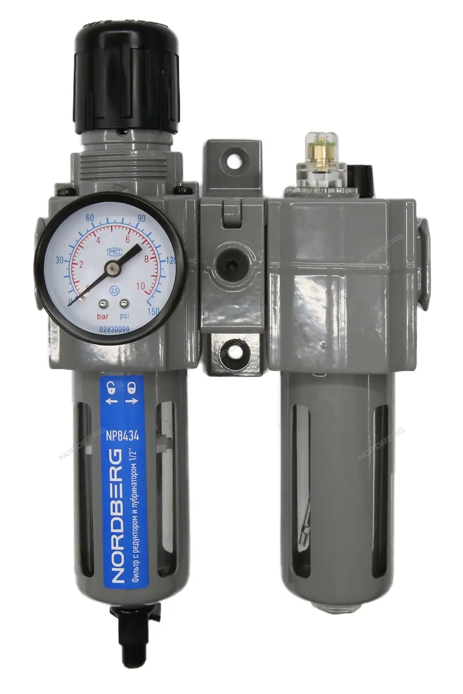 ФИЛЬТР воздушный с редуктором и лубрикатором PRO, 1/2" NORDBERG NP8434 фото