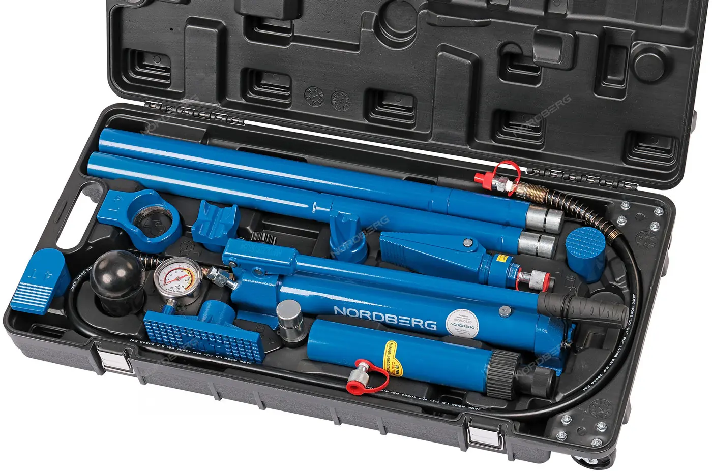 Растяжка рихтовочная c манометром в кейсе, усилие 10т, 15 предметов Nordberg N3811 фото