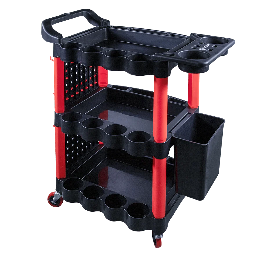 Пластиковый стол-тележка на колесиках с одной боковой стенкой и ведром Au-2110 фото