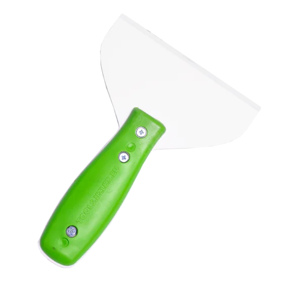 Пластиковый скребок 100мм Зеленый с рукояткой фото