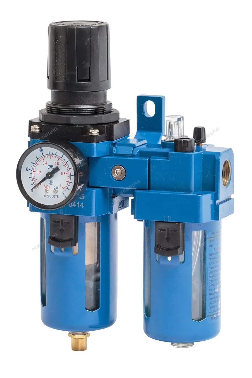 Воздушный фильтр с редуктором и лубрикатором 1/2" NORDBERG NP8414 фото