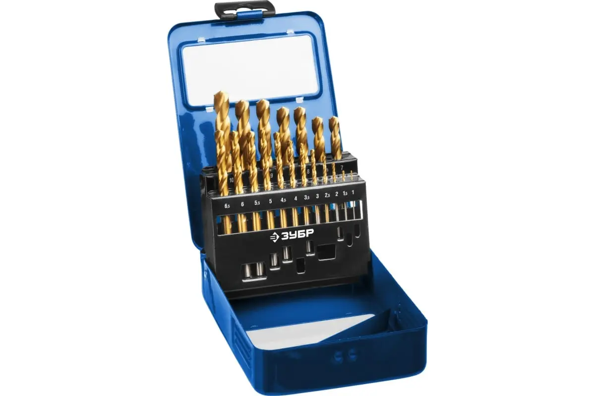 Набор сверл по металлу ЗУБР Титан сталь Р6М5 1-10мм 19шт 29617-H19_z01 фото