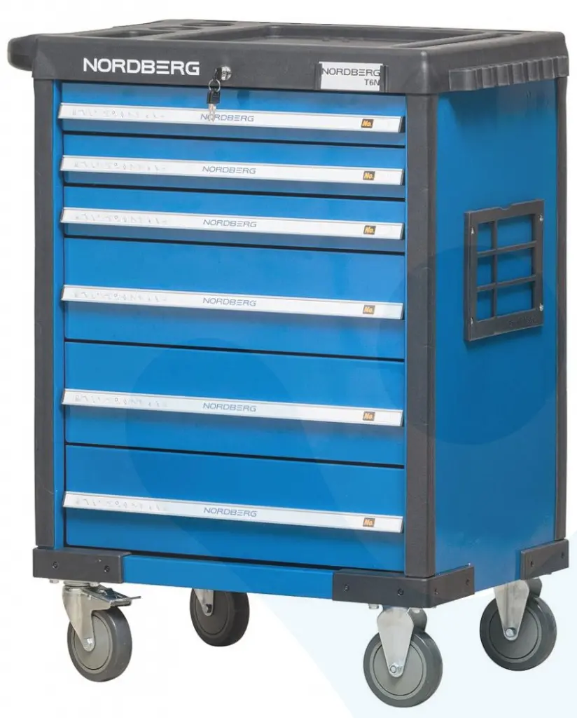 Тележка инструментальная, 6 выдвижных ящиков, синяя Nordberg T6N(B) фото
