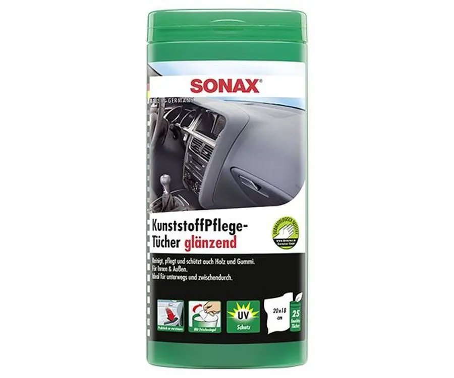 SONAX Plastic care wipes cалфетки для очистки пластика в тубе, 25шт