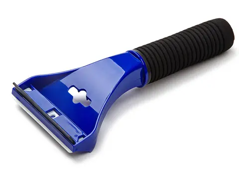 Скребок для уборки снега и льда Clingo, 9,5x22 см, с мягкой ручкой, с водосгоном, синий фото