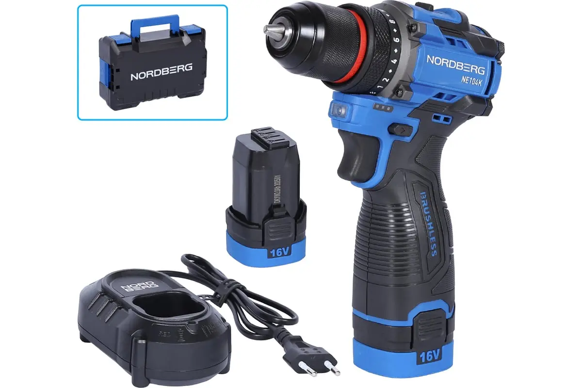 Каталог товаров Все Для Автомоек-Шуруповерт аккумуляторный 16В 60Нм 2аккум. и з/у Nordberg NE104K Шуруповерт аккумуляторный 16В 60Нм 2аккум. и з/у Nordberg NE104K фото