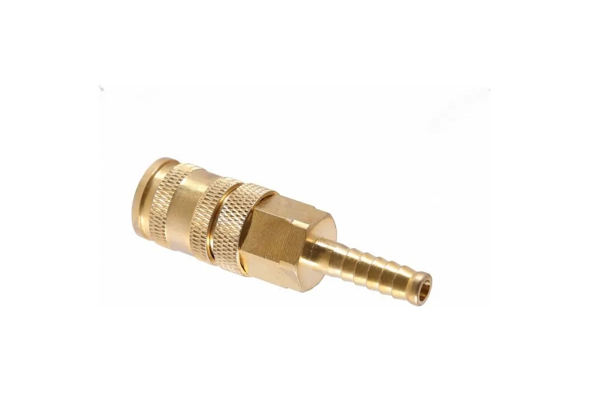 Разъем "мама" быстросъемный - елочка 8мм, с фиксатором, латунь фото